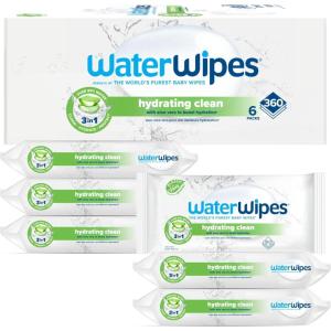 imageWaterWipes Hydrating Clean Baby Wipes 99 WaterBased Formula with Aloe Vera to Hydrate ampamp Clean Skin Unscented ampamp Hypoallergenic 60 Count 1 Pack1 Count Pack of 360