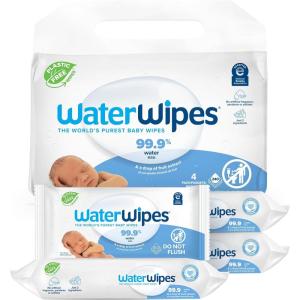 imageWaterWipes PlasticFree Original Baby Wipes 999 Water Based Wipes Unscented ampamp Hypoallergenic for Sensitive Skin 60 Count Pack of 12 Packaging May Vary60 Count Pack of 4