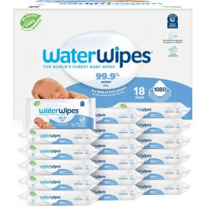 imageWaterWipes PlasticFree Original Baby Wipes 999 Water Based Wipes Unscented ampamp Hypoallergenic for Sensitive Skin 60 Count Pack of 12 Packaging May Vary60 Count Pack of 18