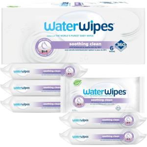 imageWaterWipes Soothing Clean Baby Wipes 99 WaterBased Formula with Botanical Extract to Soothe ampamp Protect Skin Unscented ampamp Hypoallergenic 60 Count 1 Pack1 Count Pack of 360