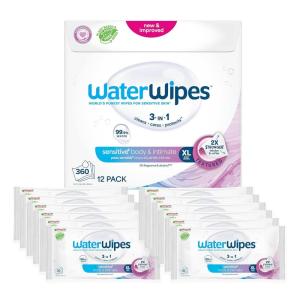imageWaterWipes Adult Care Sensitive Body ampamp Intimate Hygiene Wipes 720 Wipes 24 Packs Extra Large Textured 999 WaterBased For Everyday Personal Uses30 Count Pack of 12